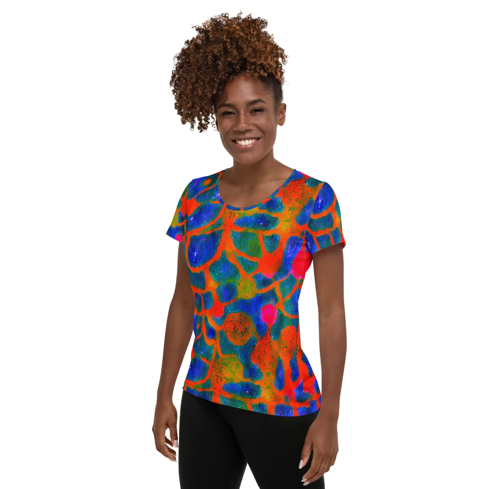 Vibrant Mosaic on Women's Athletic T-Shirt — Left