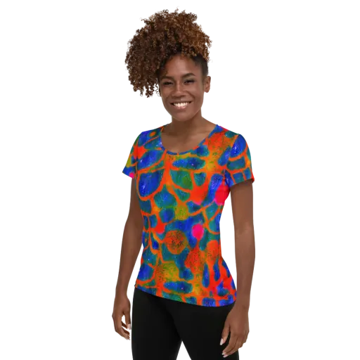Vibrant Mosaic on a Women's Athletic T-Shirt