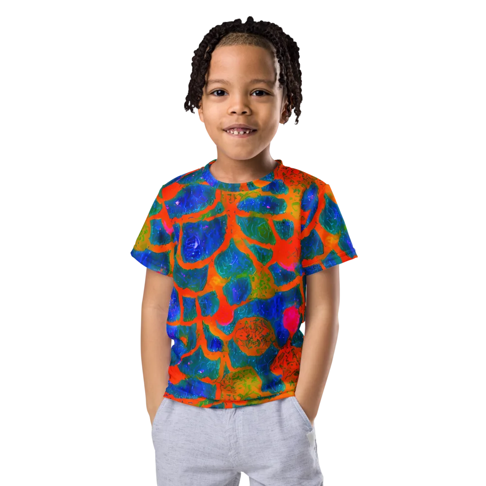 Vibrant Mosaic on Kids Crew Neck T-Shirt — Front