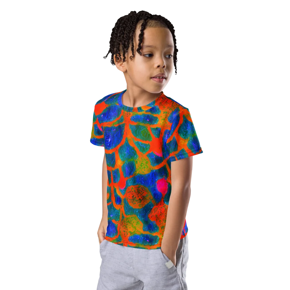 Vibrant Mosaic on Kids Crew Neck T-Shirt — Left Front