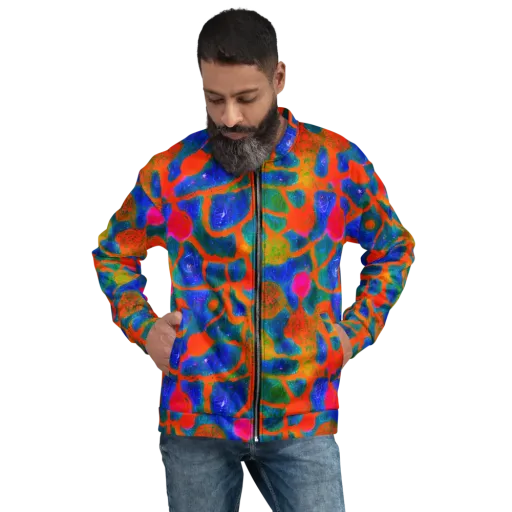 Vibrant Mosaic on a Bomber Jacket