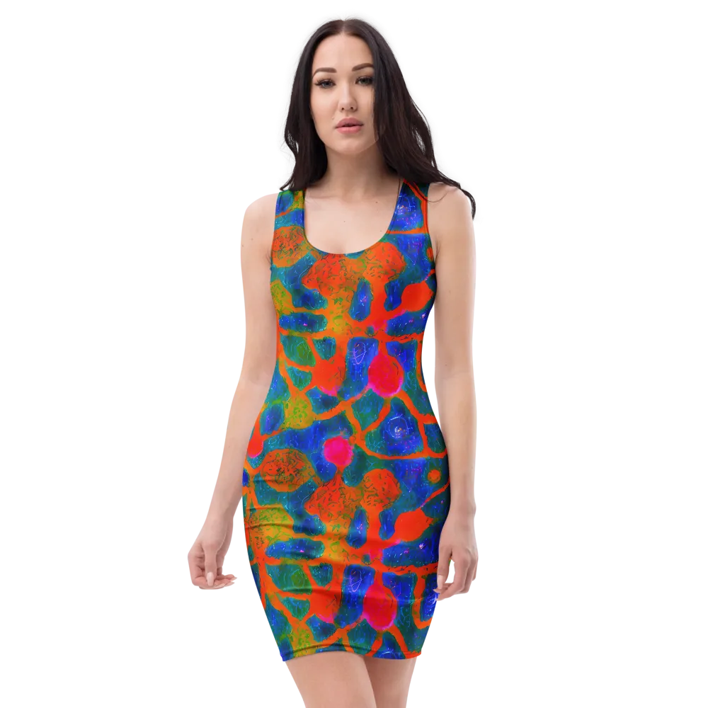 Vibrant Mosaic on Bodycon Dress — Front