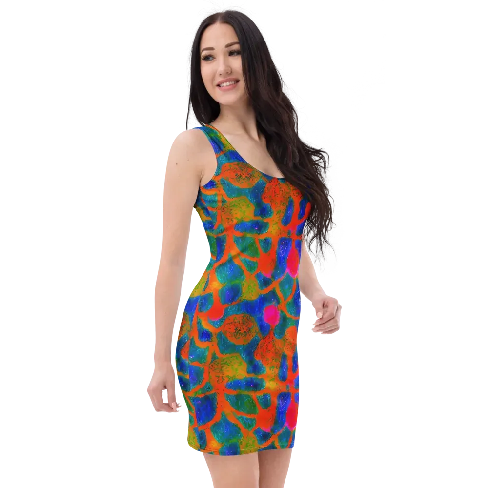Vibrant Mosaic on Bodycon Dress — Right Front