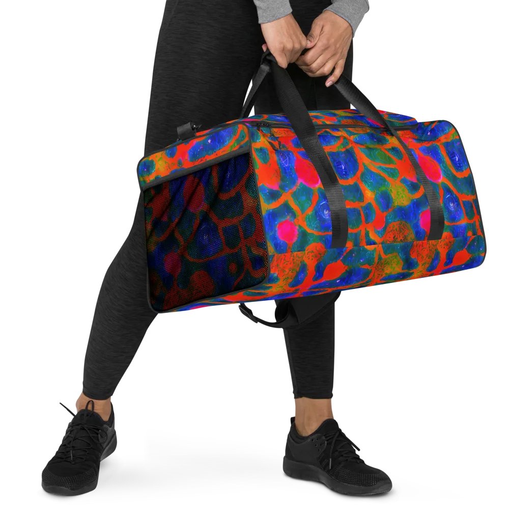 Vibrant Mosaic on Duffle Bag — Right Front