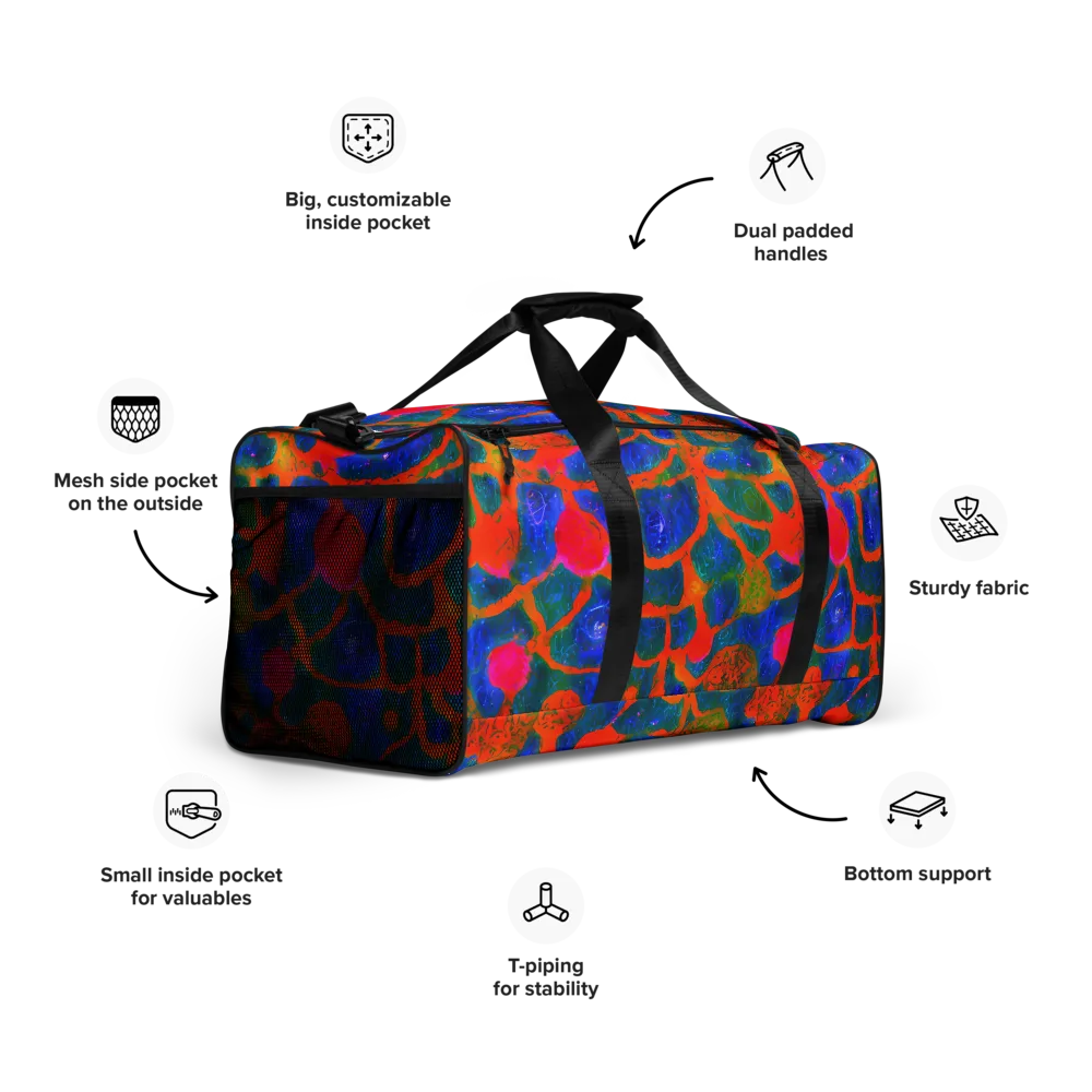 Vibrant Mosaic on Duffle Bag — Right Front