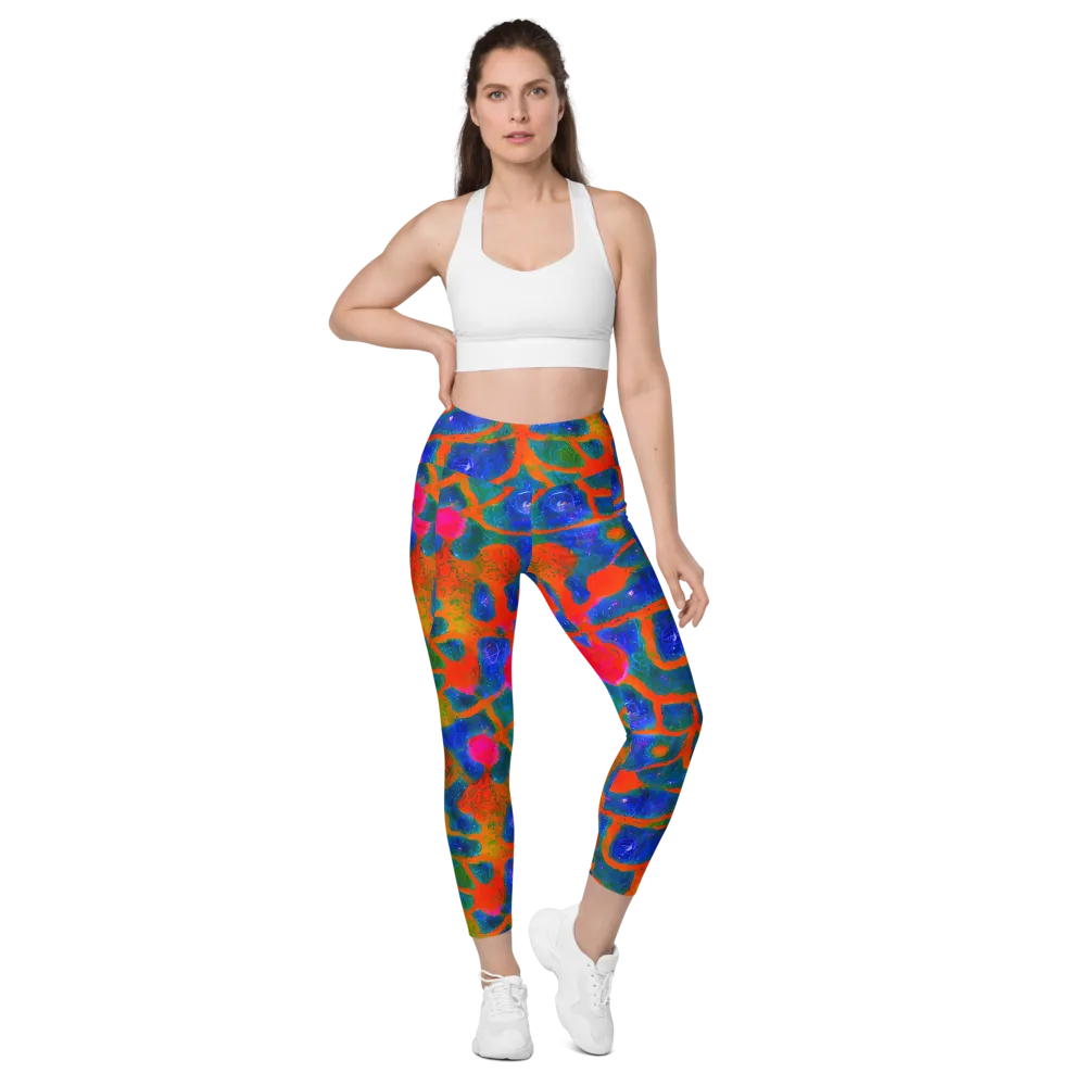 Vibrant Mosaic on Leggings with Pockets — Front