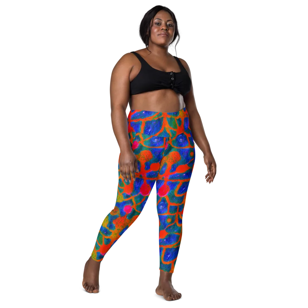 Vibrant Mosaic on Leggings with Pockets — Front