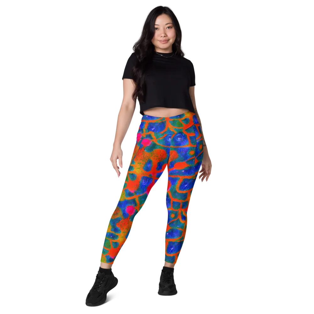 Vibrant Mosaic on Leggings with Pockets — Front