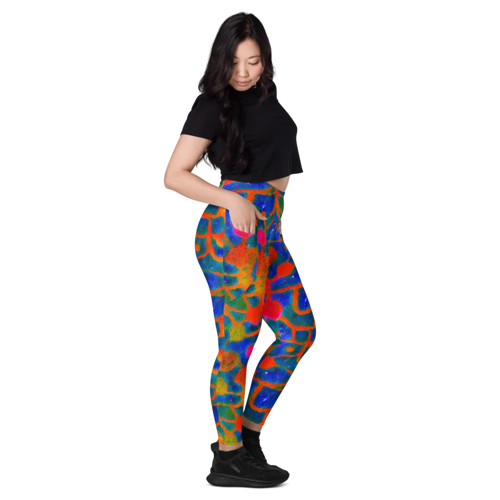 Vibrant Mosaic on Leggings with Pockets — Right