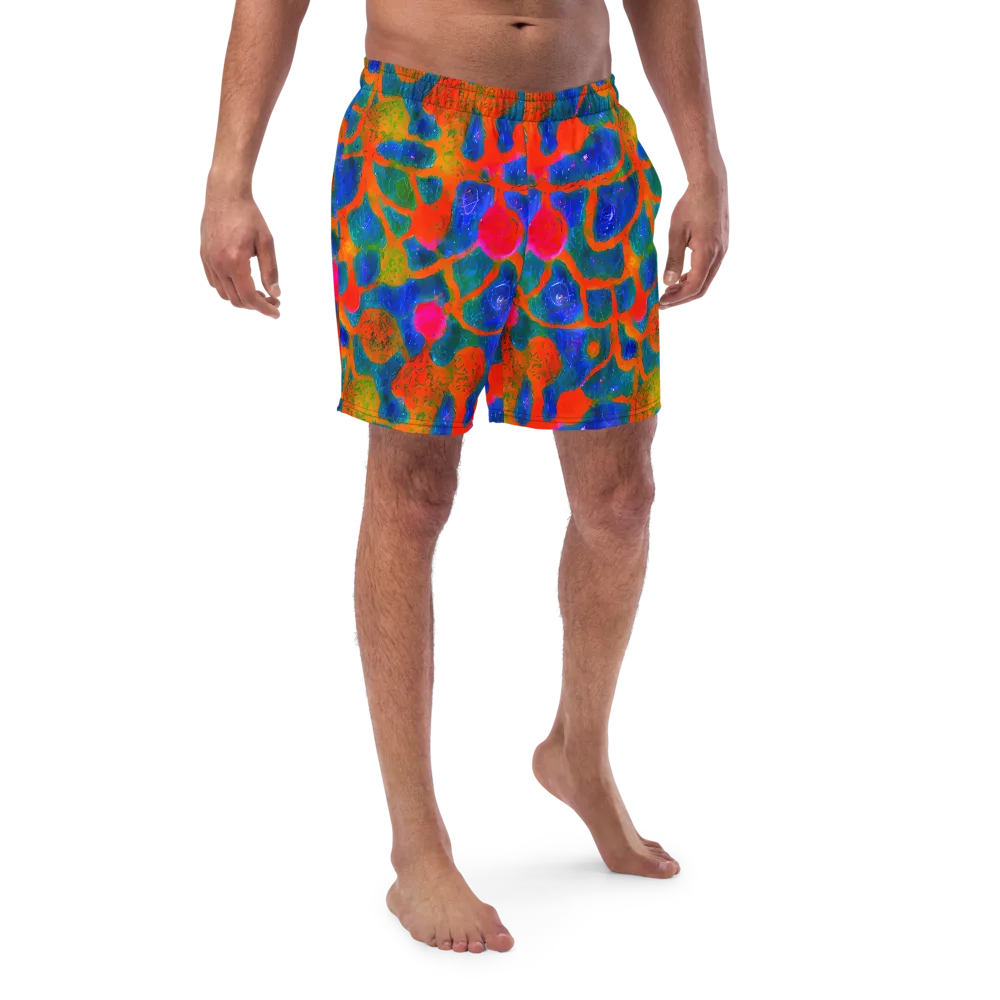 Vibrant Mosaic on Swim Trunks — Front