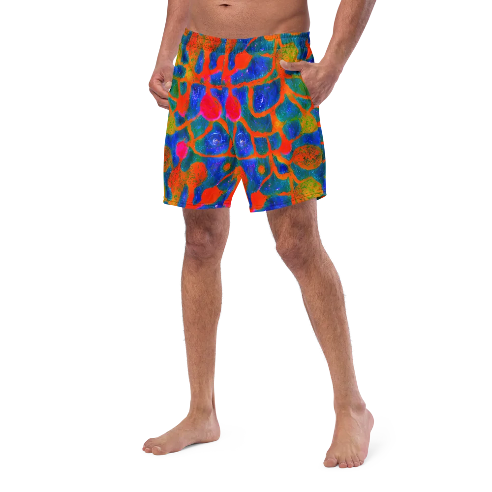 Vibrant Mosaic on Swim Trunks — Left Front