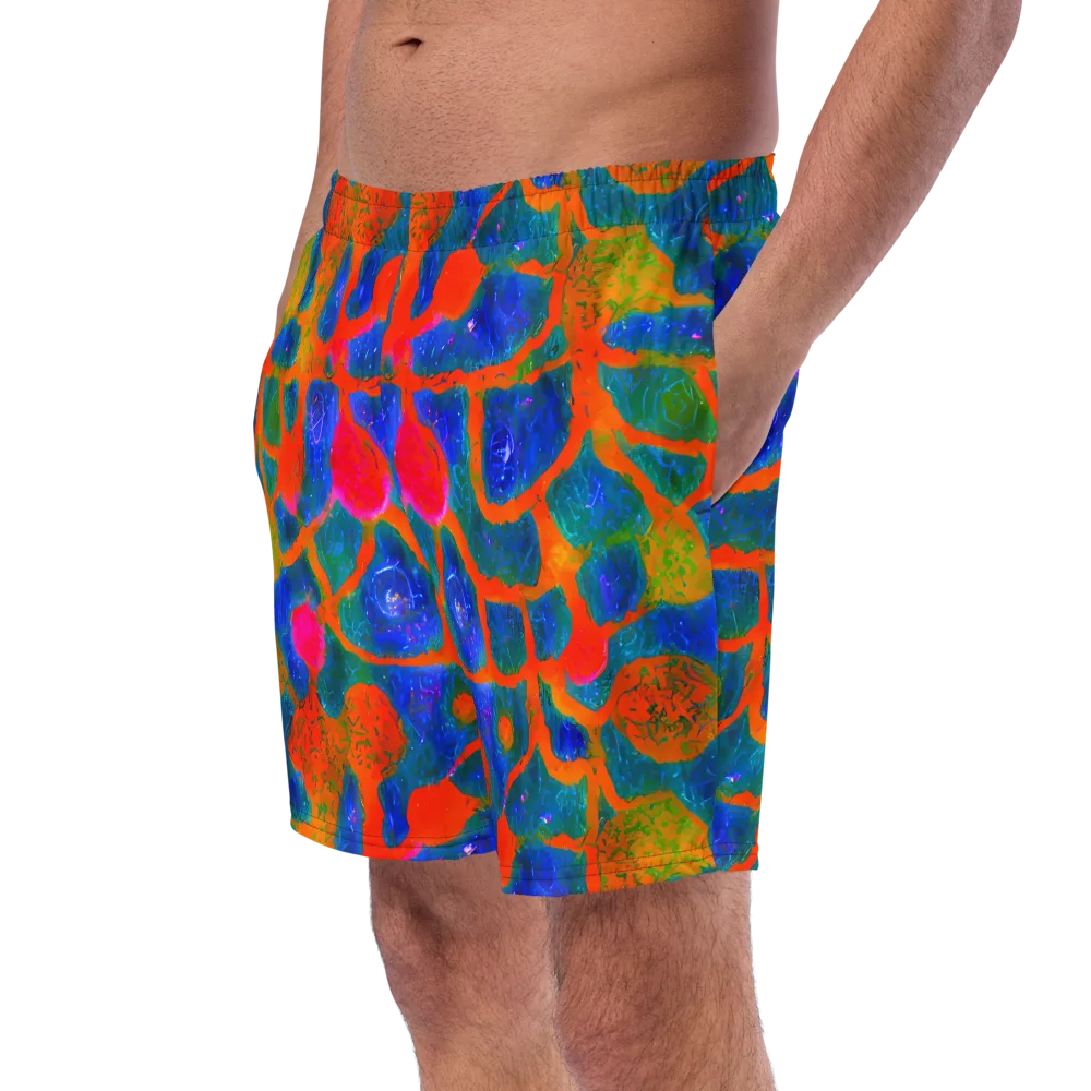 Vibrant Mosaic on Swim Trunks — Left Front