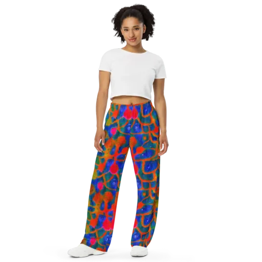 Vibrant Mosaic on a Wide-Leg Pants