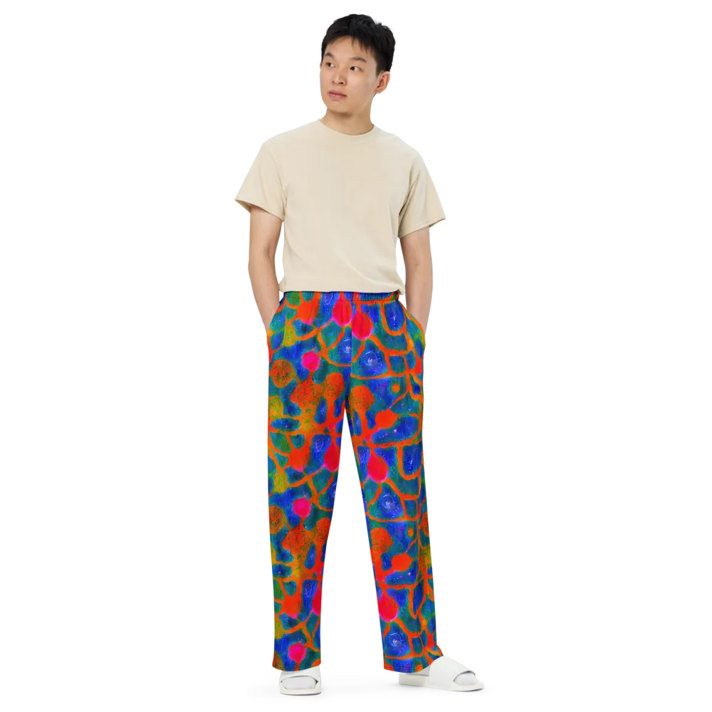 Vibrant Mosaic on Wide-Leg Pants — Front