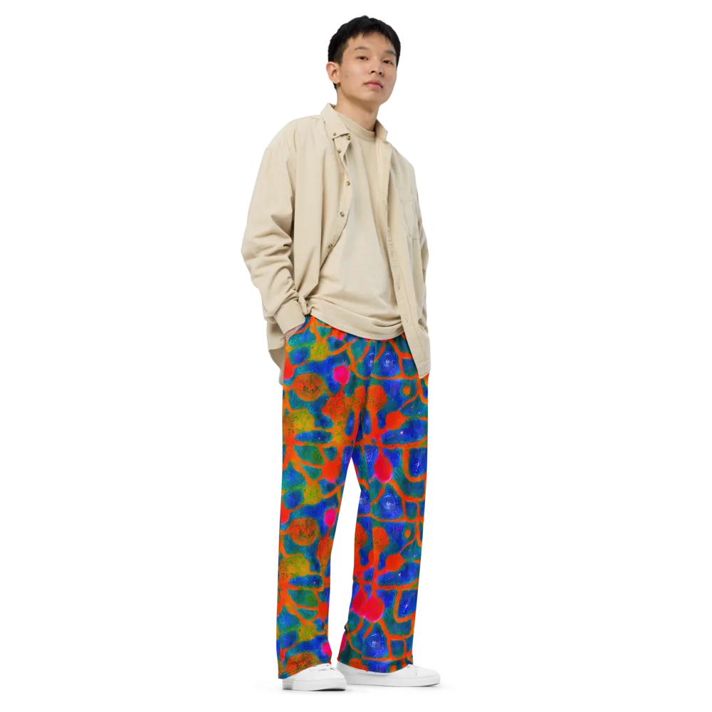 Vibrant Mosaic on Wide-Leg Pants — Right Front