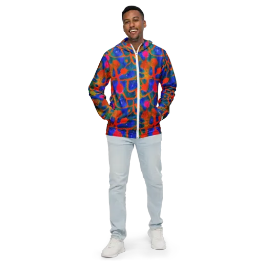 Vibrant Mosaic on a Men's Windbreaker