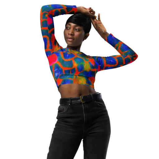 Vibrant Mosaic on a Long Sleeve Crop Top