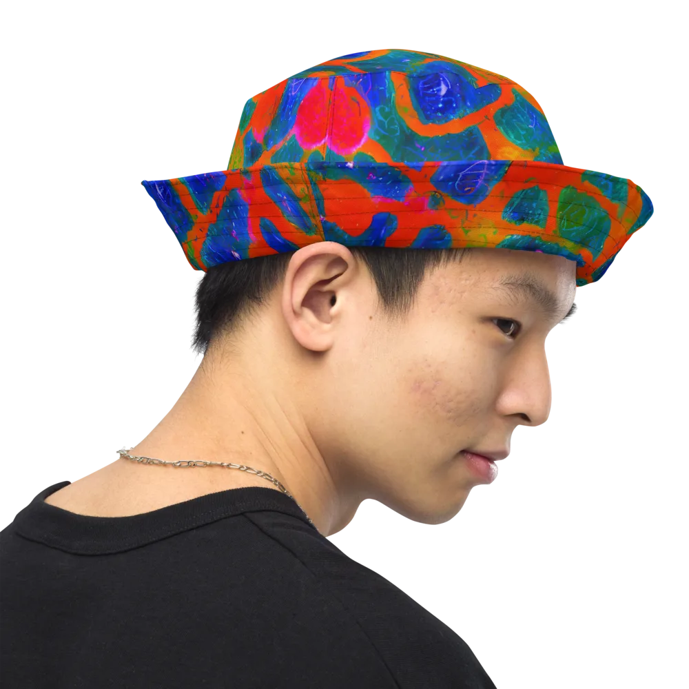 Vibrant Mosaic on Reversible Bucket Hat — Right Outside