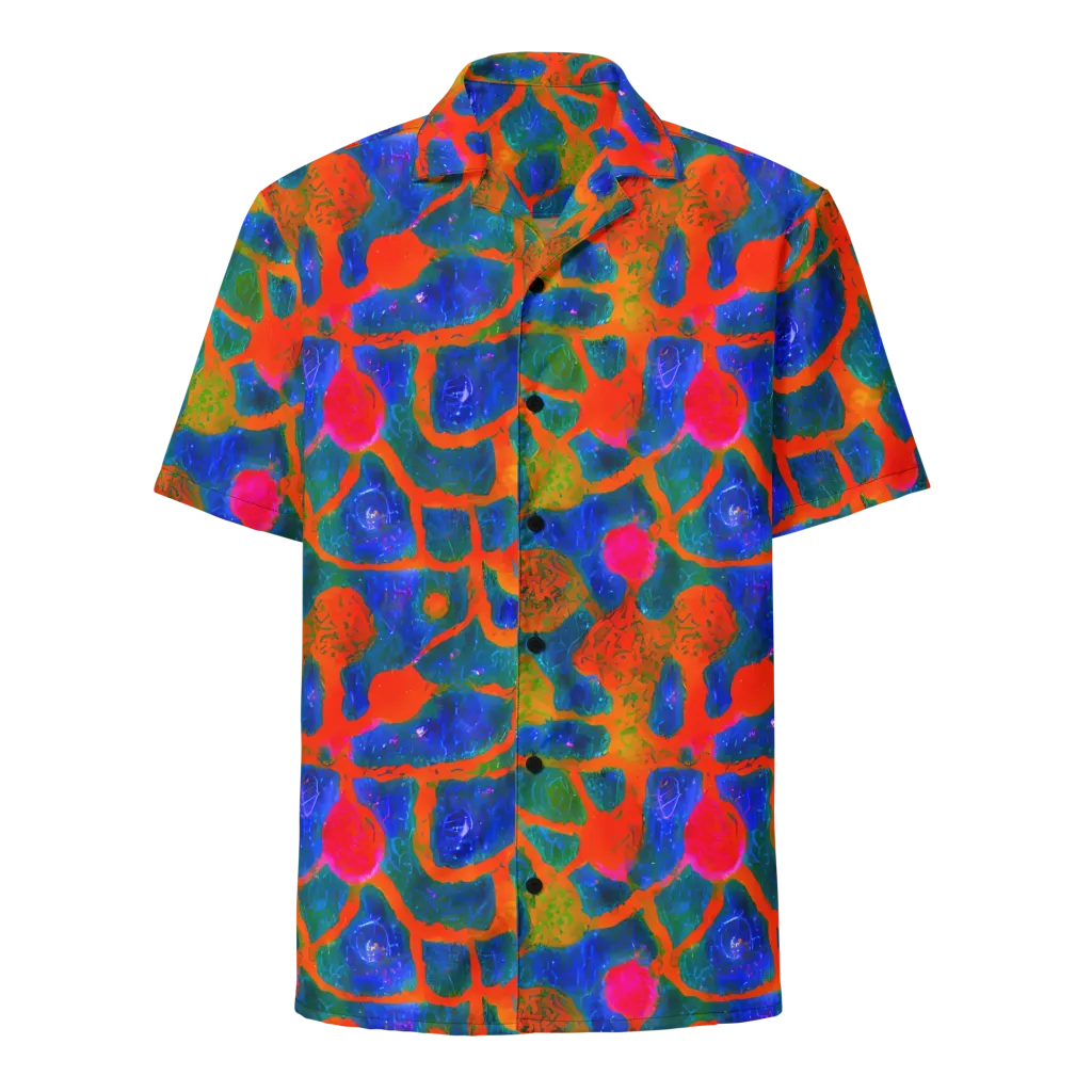 Vibrant Mosaic on Button Shirt — Front