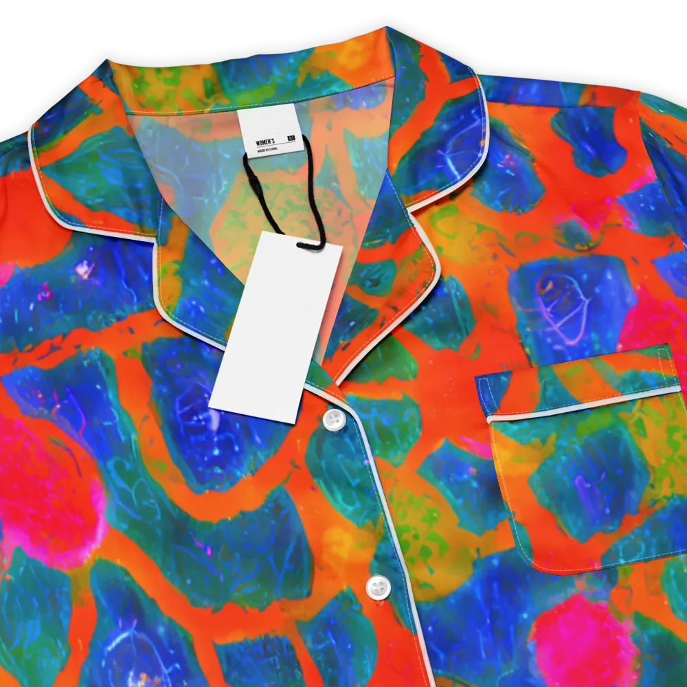 Vibrant Mosaic on Women's Short Sleeve Pajama Top — Product details