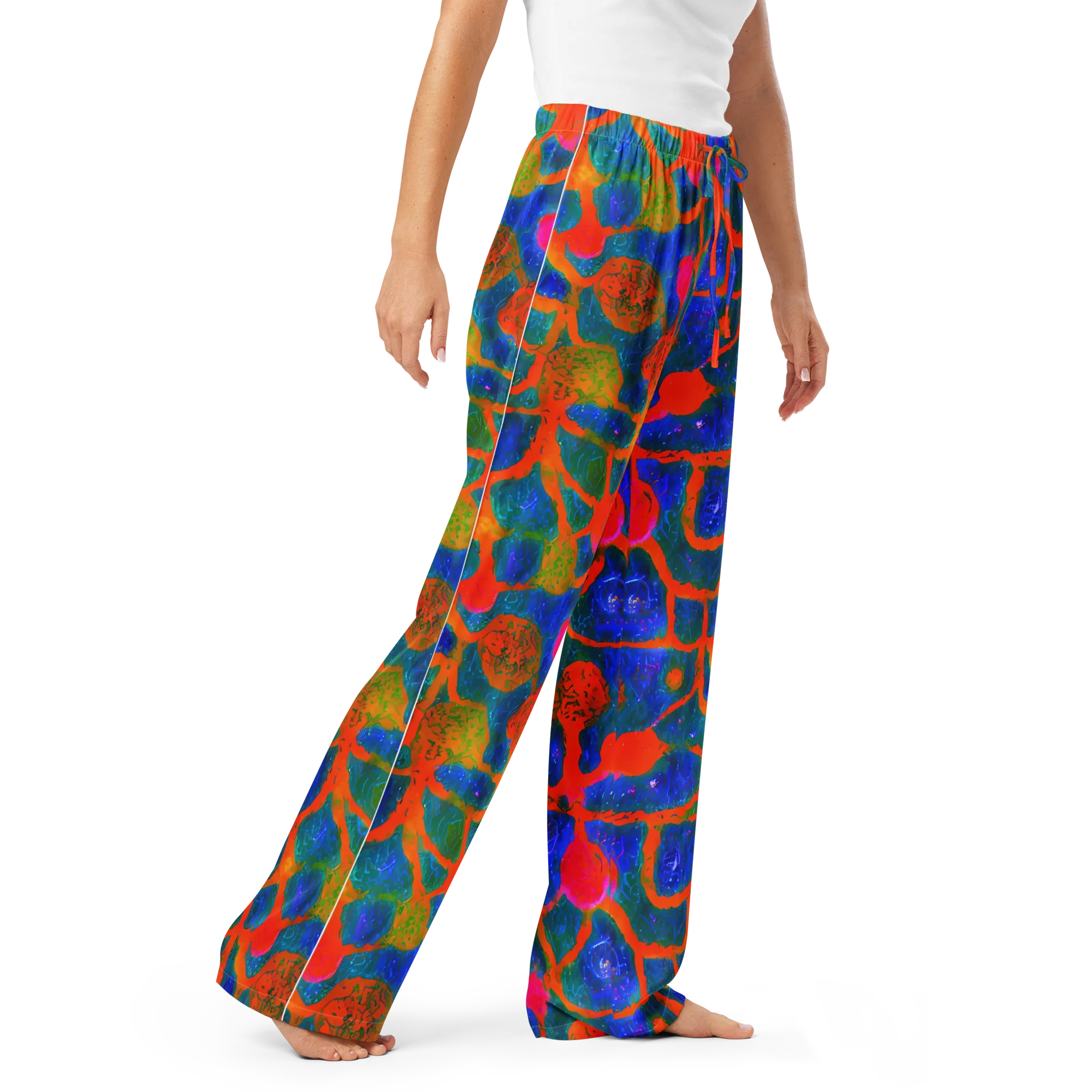 Vibrant Mosaic on Women's Pajama Pants — Right Front