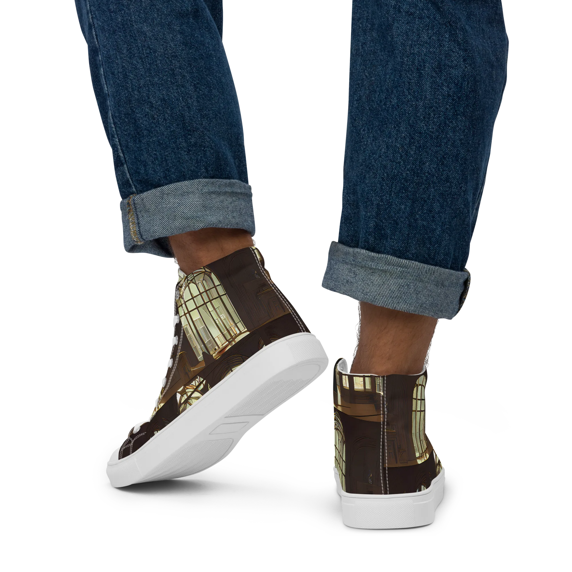 Dutch Perspective on Men's High Top Canvas Shoes — Back