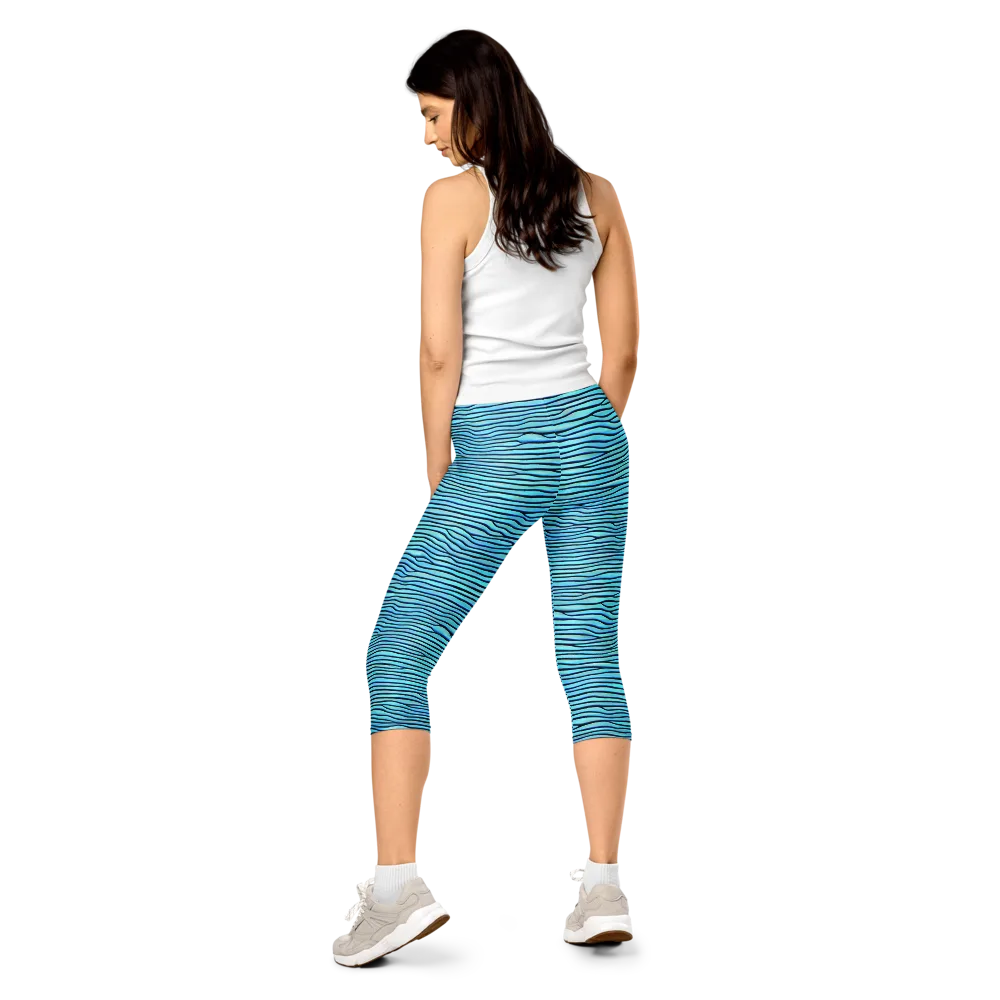 Aqua Drift on Capri Leggings — Back