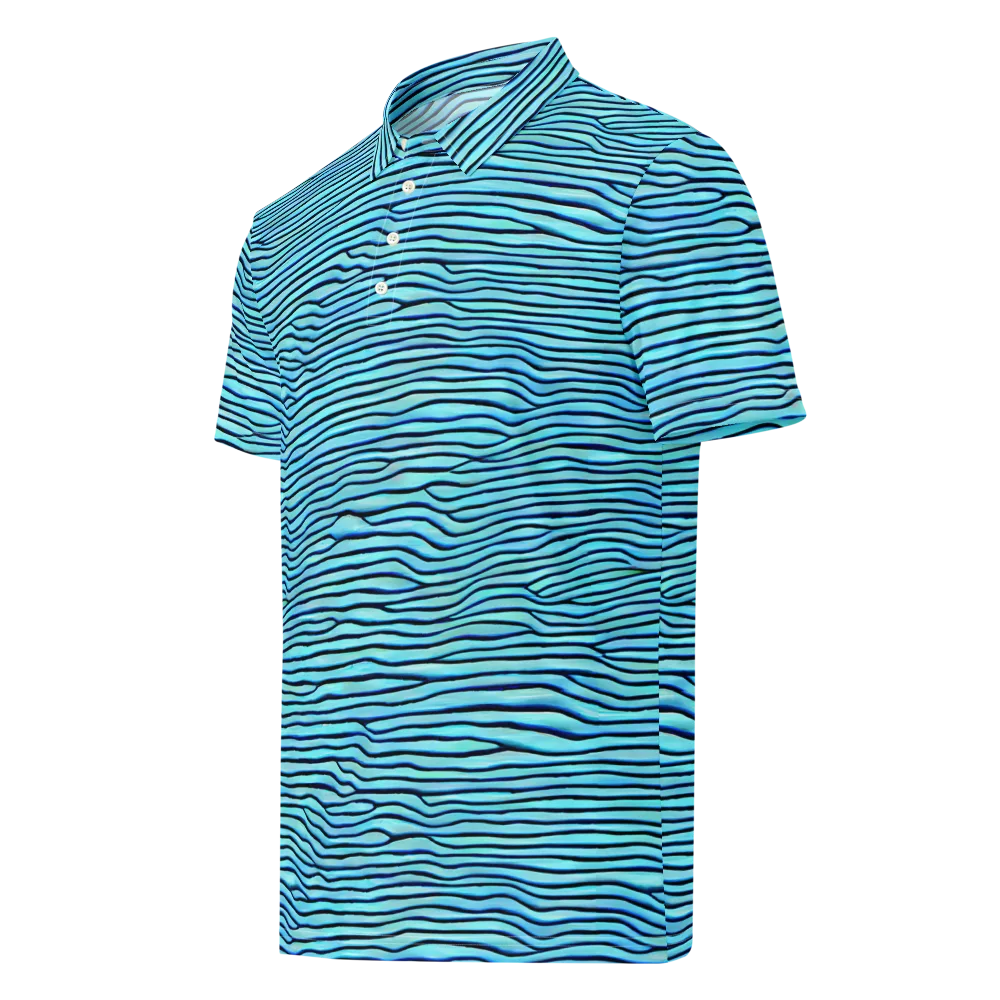 Aqua Drift on Men's Slim Fit Polo Shirt — Left Front