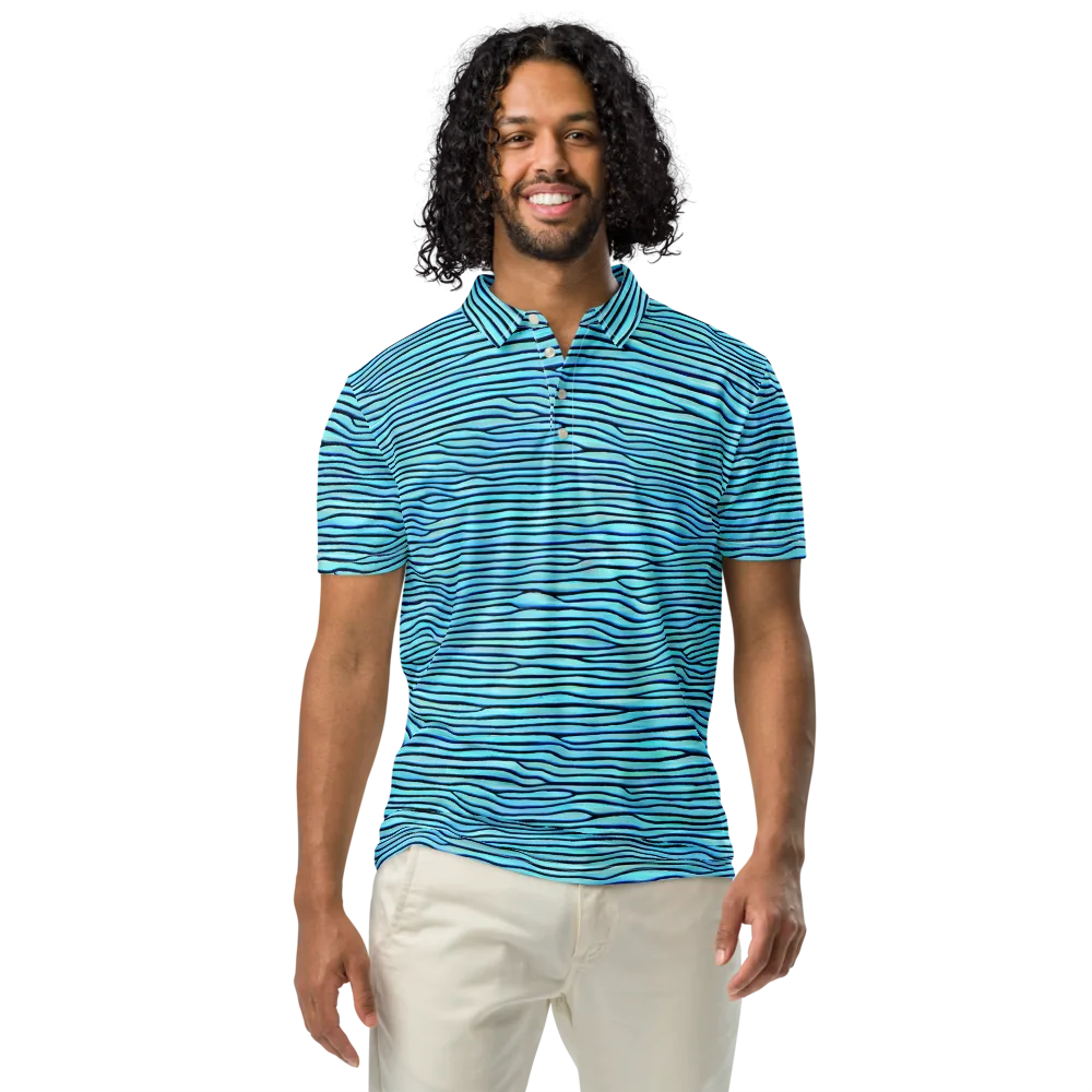 Aqua Drift on Men's Slim Fit Polo Shirt — Front