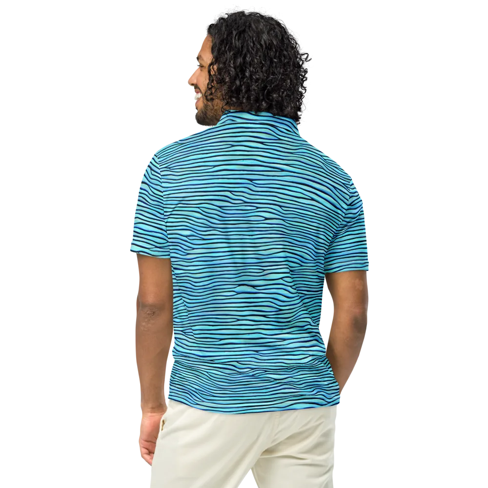 Aqua Drift on Men's Slim Fit Polo Shirt — Back