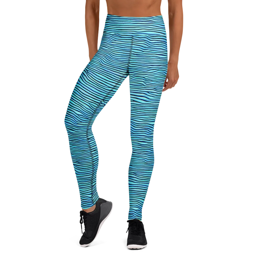 Aqua Drift on Yoga Leggings — Front