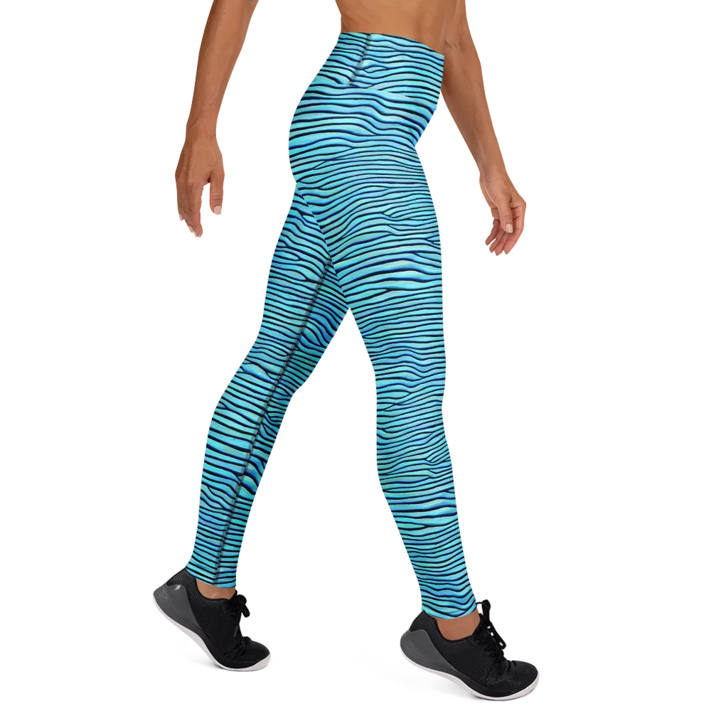 Aqua Drift on Yoga Leggings — Right