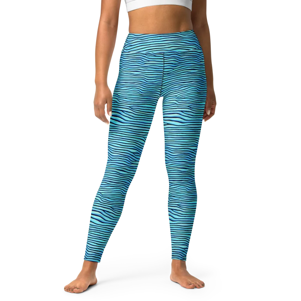 Aqua Drift on Yoga Leggings — Front
