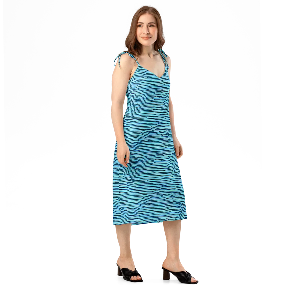 Aqua Drift on Slip Dress — Right Front