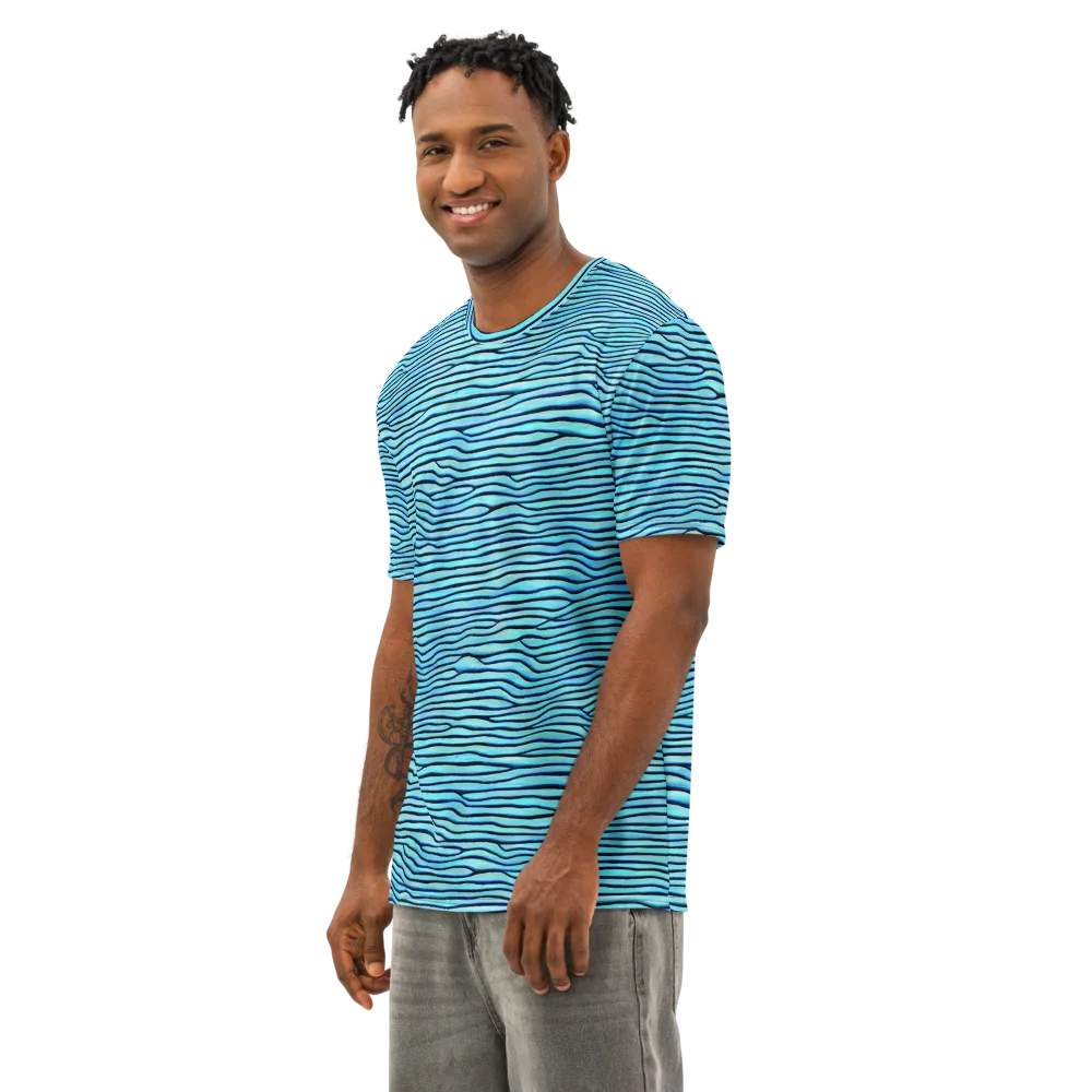 Aqua Drift on Men's Cotton Crew Neck T-Shirt — Left Front