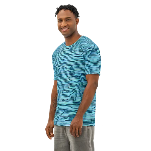 Aqua Drift on a Men's Cotton Crew Neck T-Shirt