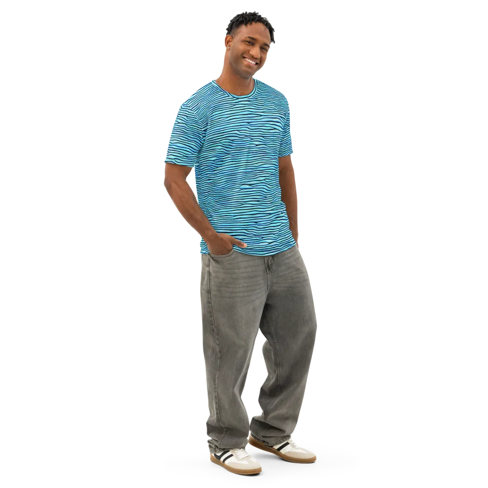 Aqua Drift on Men's Cotton Crew Neck T-Shirt — Right Front