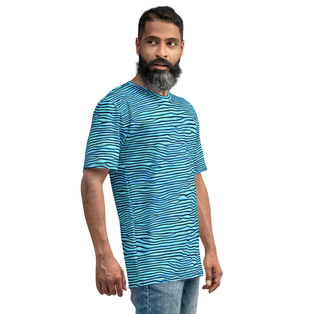 Aqua Drift on Men's Crew Neck T-Shirt — Right