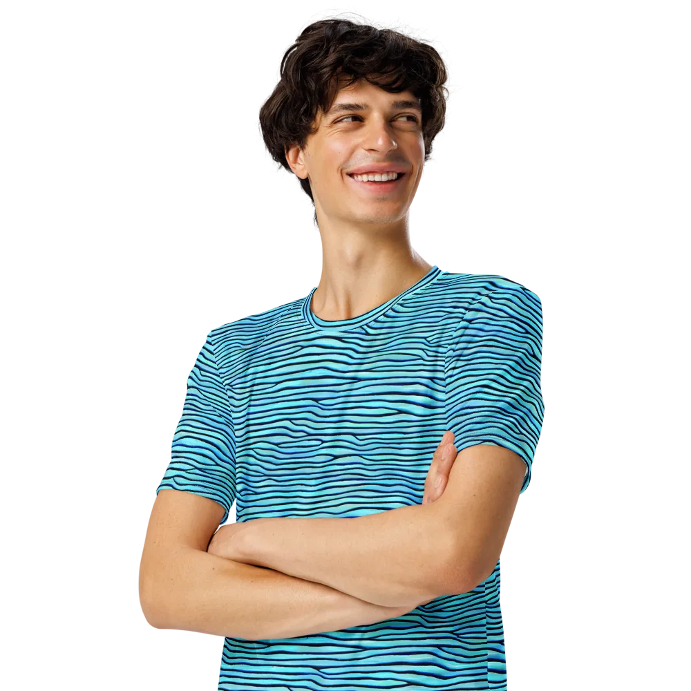 Aqua Drift on Men's Crew Neck T-Shirt — Left Front