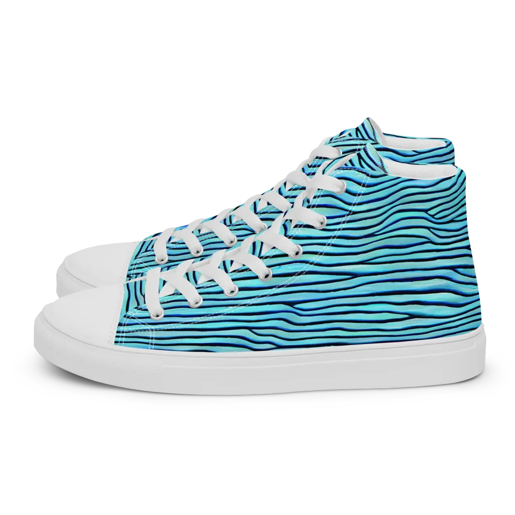 Aqua Drift on Men's High Top Canvas Shoes — Left