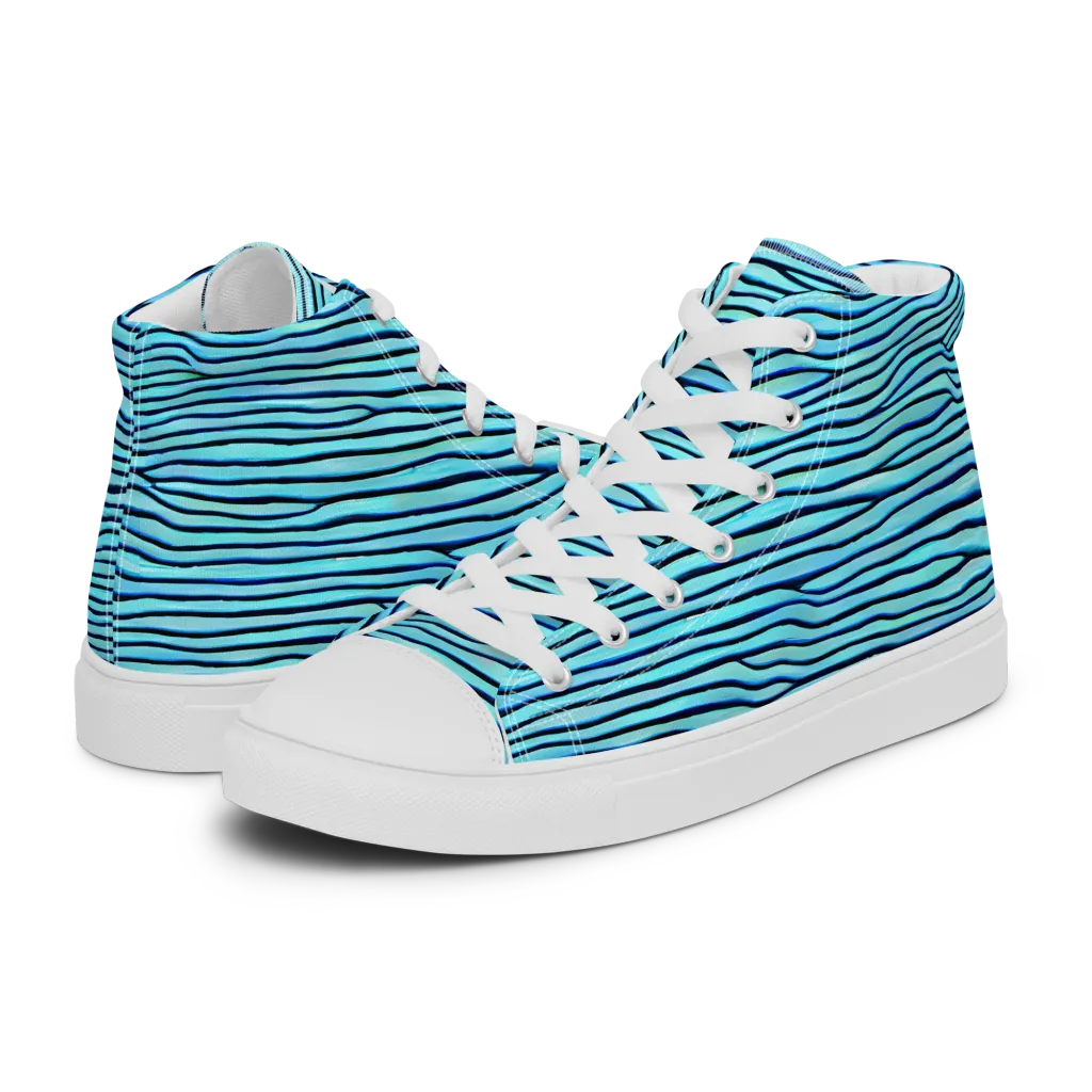 Aqua Drift on Men's High Top Canvas Shoes — Left