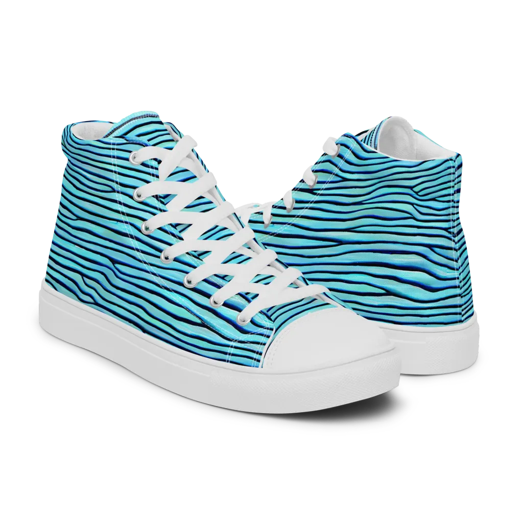 Aqua Drift on Men's High Top Canvas Shoes — Right
