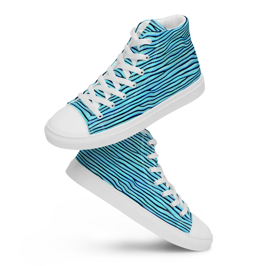 Aqua Drift on Men's High Top Canvas Shoes — Front