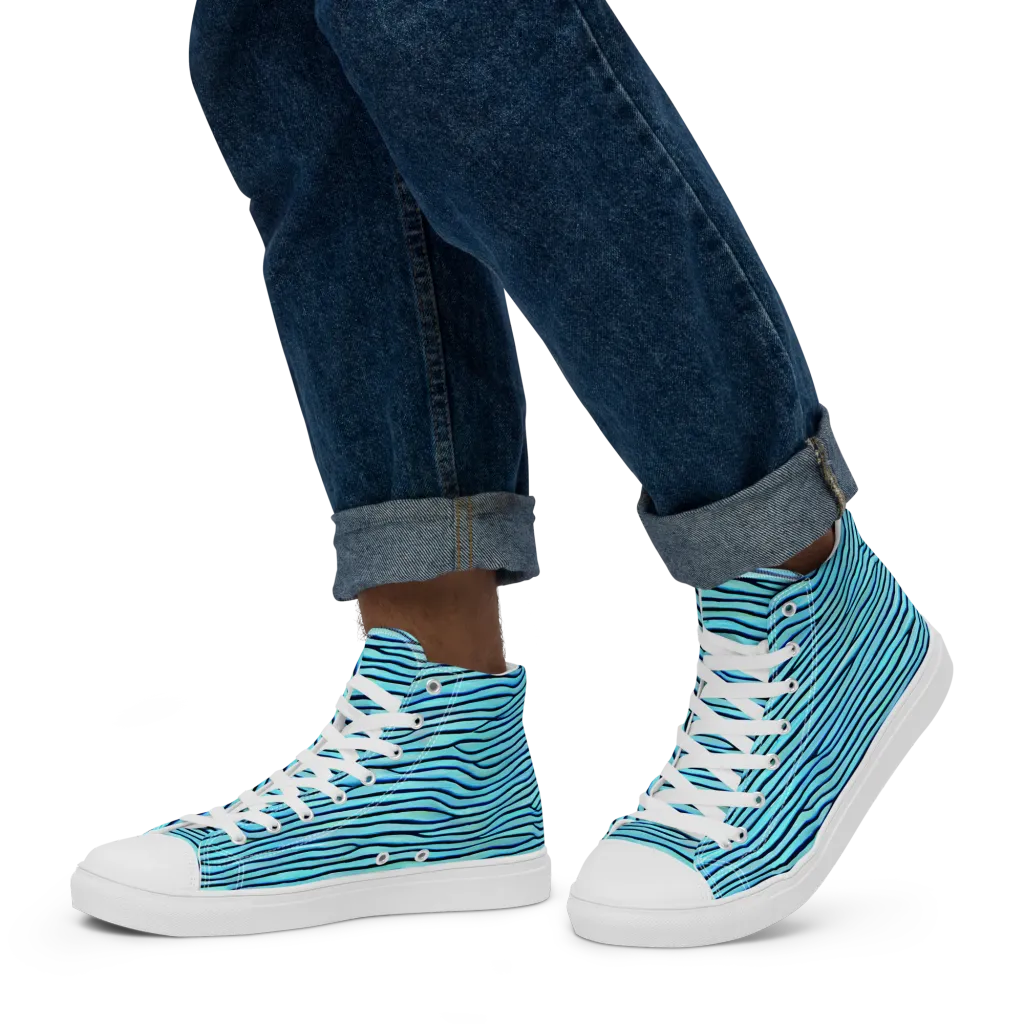 Aqua Drift on Men's High Top Canvas Shoes — Left