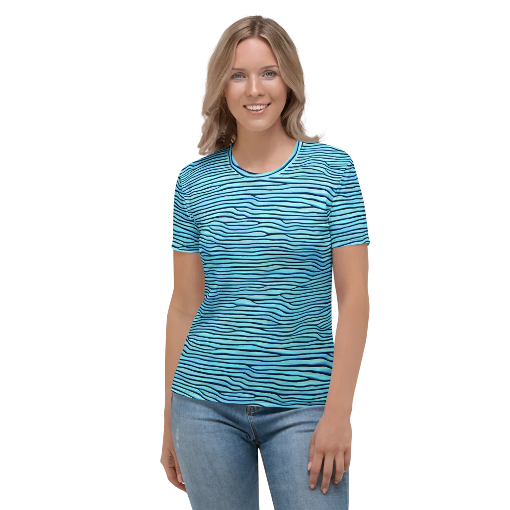 Aqua Drift on Women's Crew Neck T-Shirt — Front