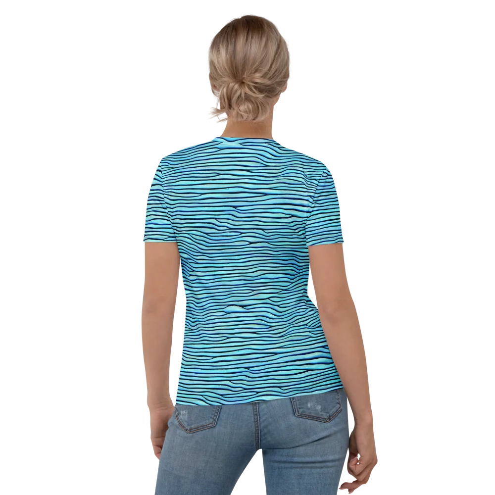 Aqua Drift on Women's Crew Neck T-Shirt — Back