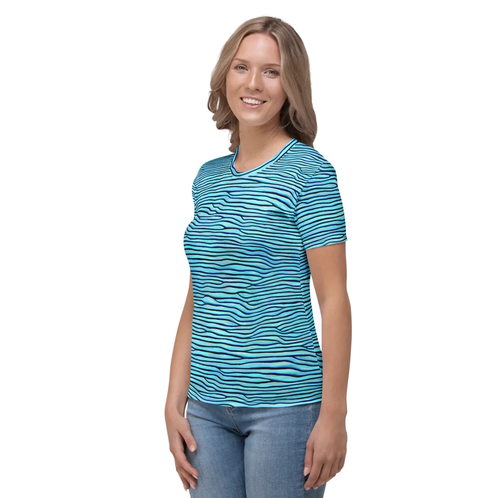 Aqua Drift on Women's Crew Neck T-Shirt — Left