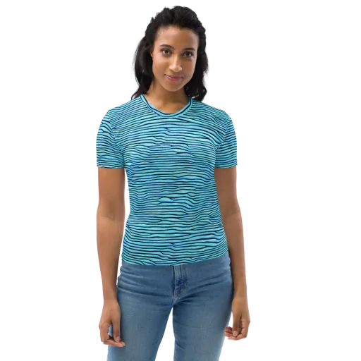 Aqua Drift on a Women's Crew Neck T-Shirt