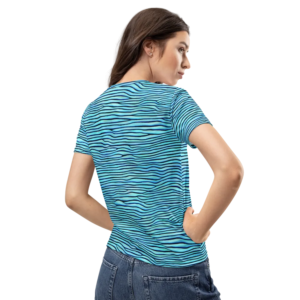 Aqua Drift on Women's Crew Neck T-Shirt — Back