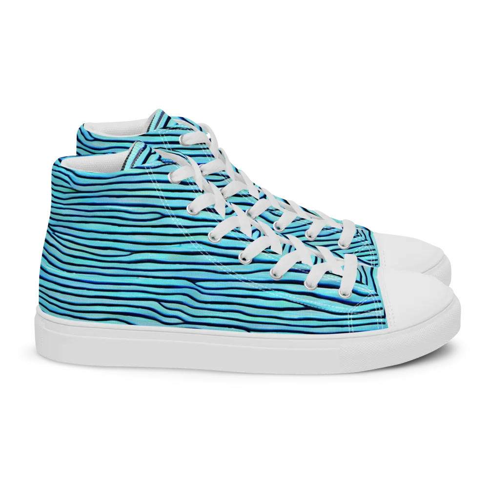 Aqua Drift on Women's High Top Canvas Shoes — Right